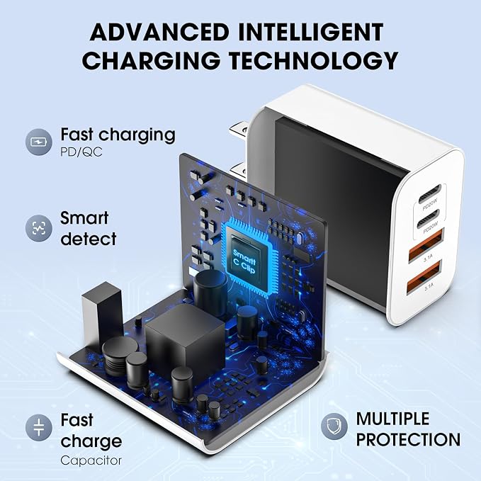 USB C Charger Block, 2 Pack 40W 4-Port iPhone Charger Fast Charging Multiport - Image 3