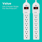 KMC 6-Outlet Surge Protector Power Strip 2-Pack, Overload Protection, 4-Foot - Image 7