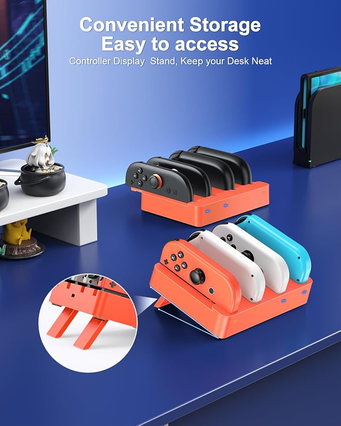 Charger for Nintendo Switch 2 and Switch 1 Controller, Horizontal Charging Dock - Image 4