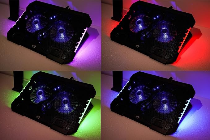 RGB Gaming Laptop Cooling Pad 17-12Inch 4FansFit Apple MacBook Laptop Fan - Image 4