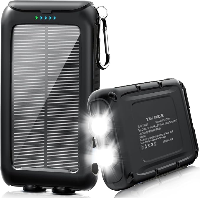 Solar-Charger-Power-Bank-49800mAh Portable Solar Phone Charger by Kepswin