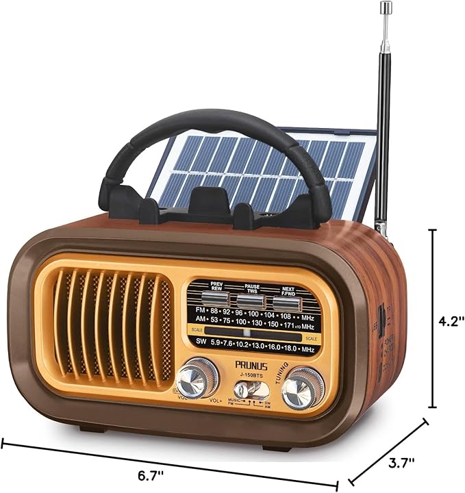 PRUNUS J-150 Portable Radio AM FM SW Bluetooth Speaker, Retro Radios Vintage - Image 7