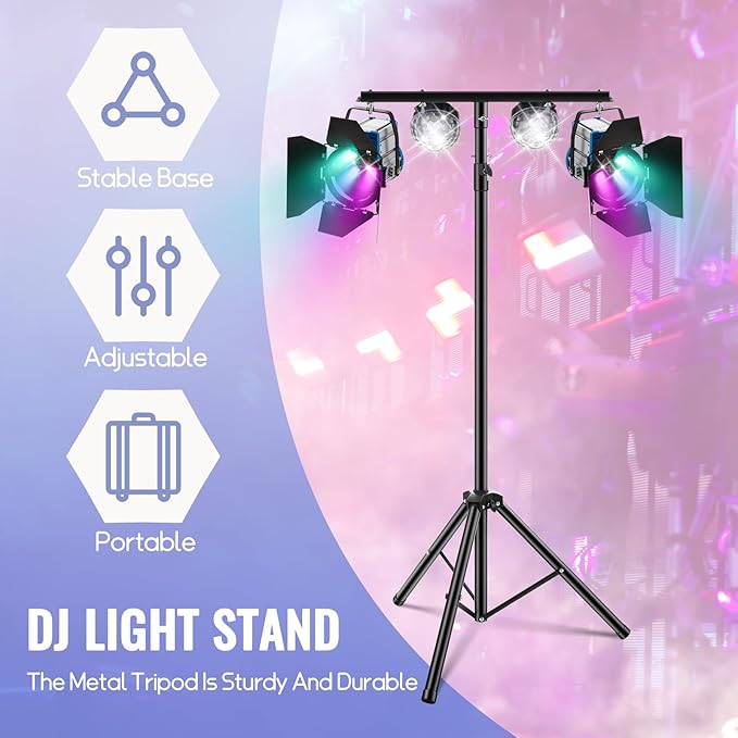 Juexica 2 Pcs DJ Light Stand Adjustable 35-63 Inch Par Can Tripod T-Bar Stage - Image 3