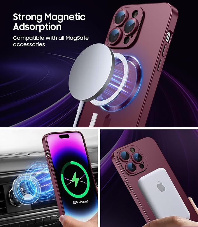 Magnetic for iPhone 14 Pro Max Case Slim Soft TPU Bumper Shockproof Metallic - Image 2