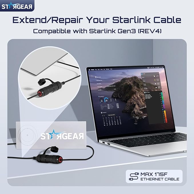 2 Pack Starlink Ethernet Adapter Gen 3/Mini, Waterproof Starlink Cable RJ45 - Image 3