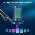 FIFINE USB Gaming Streaming Recording PC Microphone Kit, RGB Condenser Computer - Image 3