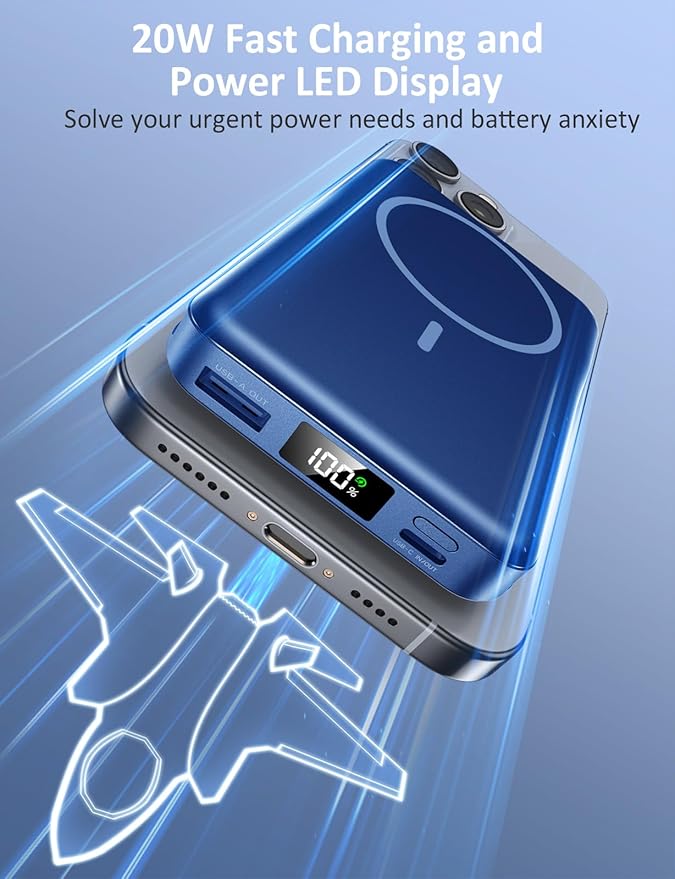 Magnetic Portable Charger, 10000mAh Power Bank, 5 in 1 Portable Charger - Image 3