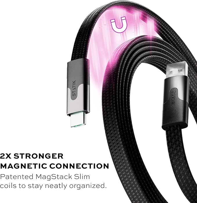 Statik MagStack USB to USB C Cable, Magnetic Anti Tangle Flat A to Type C - Image 3