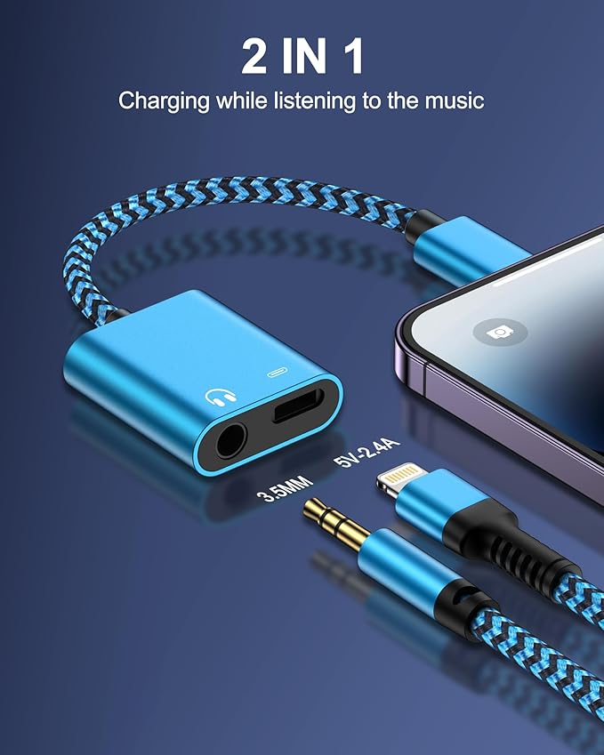 iPhone Headphone Adapter with Charge 2-in-1 Lightning to 3.5mm Female Aux Audio - Image 2