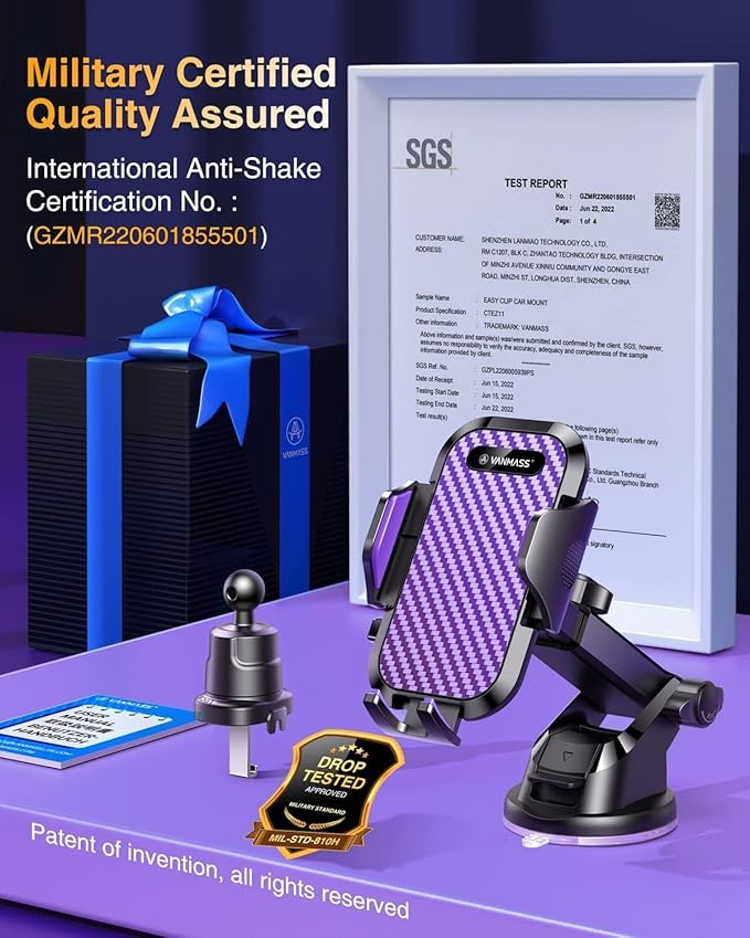 VANMASS True Military-Grade Car Phone Holder Strongest Suction & Clip Cell - Image 6