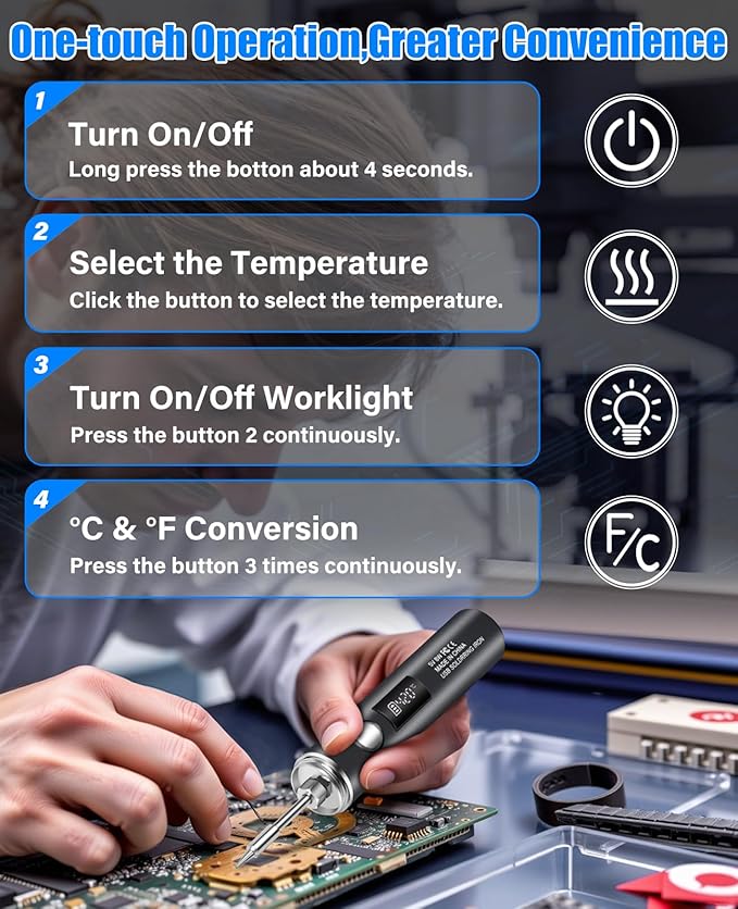 Cordless Soldering Iron Kit, 1400mAh Rechargeable Portable Cordless Soldering - Image 6