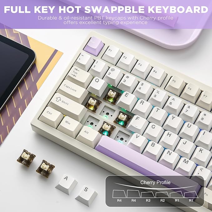 YUNZII AL80 Wireless Mechanical Keyboard, Full Aluminum CNC, Smart LCD Display - Image 6