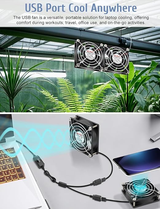 2 Packs Wathai 92mm x 25mm 90mm 5V USB Fan - Image 2