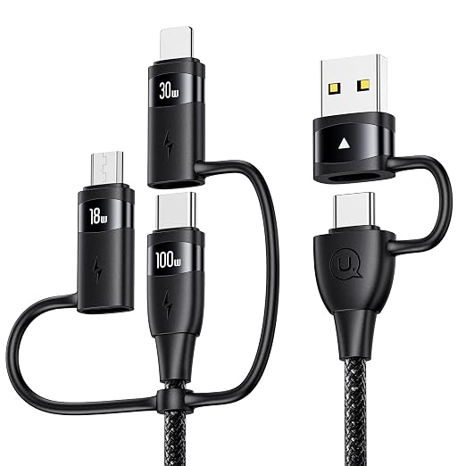 100W USB C Multi Charging Cable, USAMS 4FT 5-in-1 5A Fast Sync Charger Adapter by USAMS