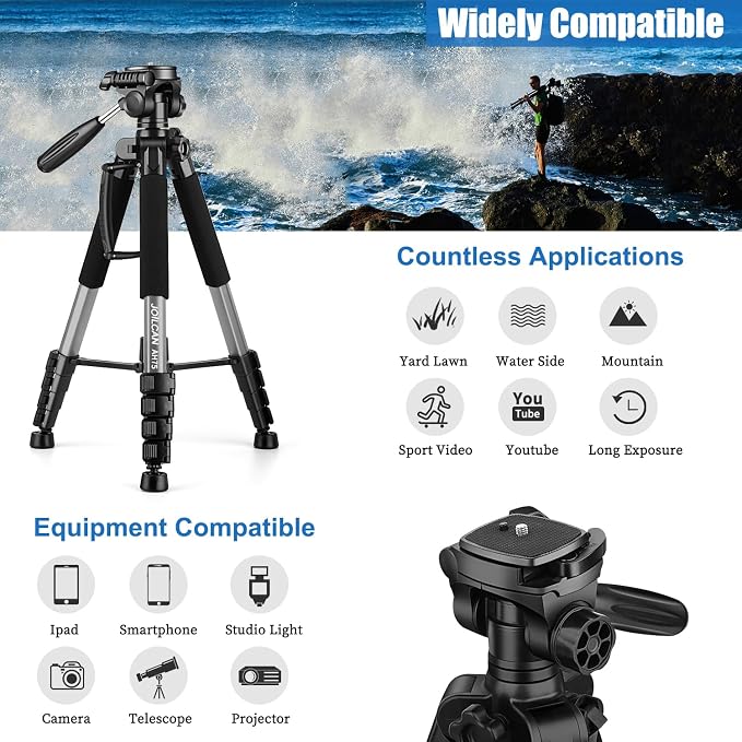 JOILCAN Tripod Camera Tripods, Heavy Duty Tripod Stand, Professional Travel - Image 2