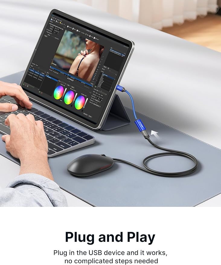 JSAUX USB C to USB Adapter, USB Type C Male to USB 3.0 Female OTG Cable-Blue - Image 6
