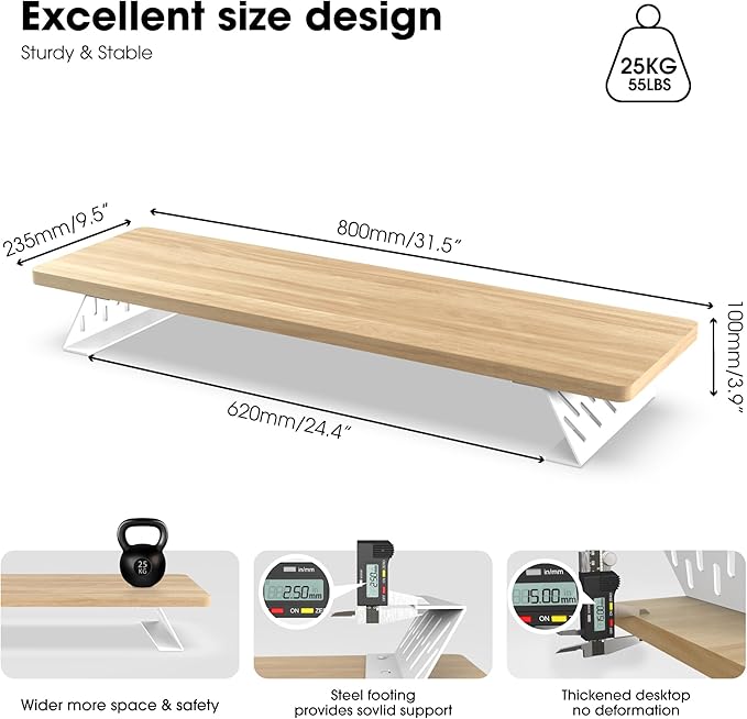 Fenge Monitor Stand Riser, 31.5 Inch Desk Top Shelf - Image 5