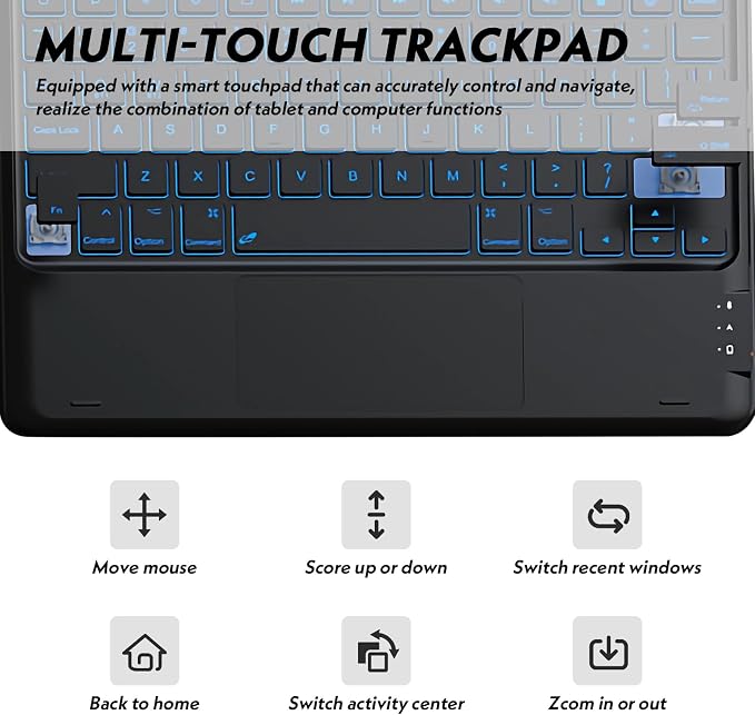 Keyboard Case for iPad Pro 12.9 Inch 2017/2015, 7 Color Backlit, Detachable - Image 3