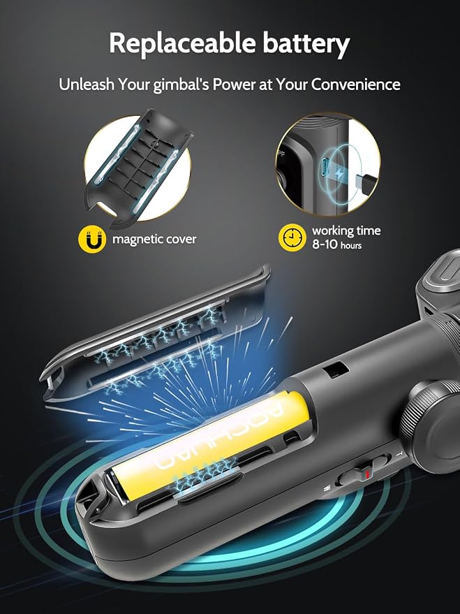 3-Axis Gimbal Stabilizer for Smartphone w/RGB Magnetic Fill Light Phone Gimbal - Image 8