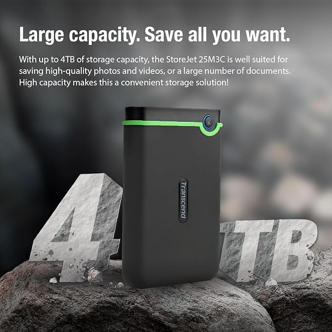 Transcend 2TB SJ25M3C, USB 3.1 Portable Hard Drive Rugged, Anti-Shock Resistant - Image 9