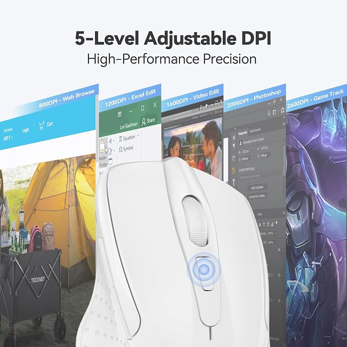 TECKNET Wireless Mouse, 2.4G Ergonomic Optical Mouse, Computer Mouse - Image 5