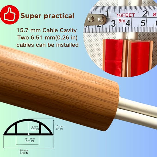 3.3ft Self Adhesive Floor Cord Cover, Heavy Duty Soft PVC Cable Protector and - Image 2