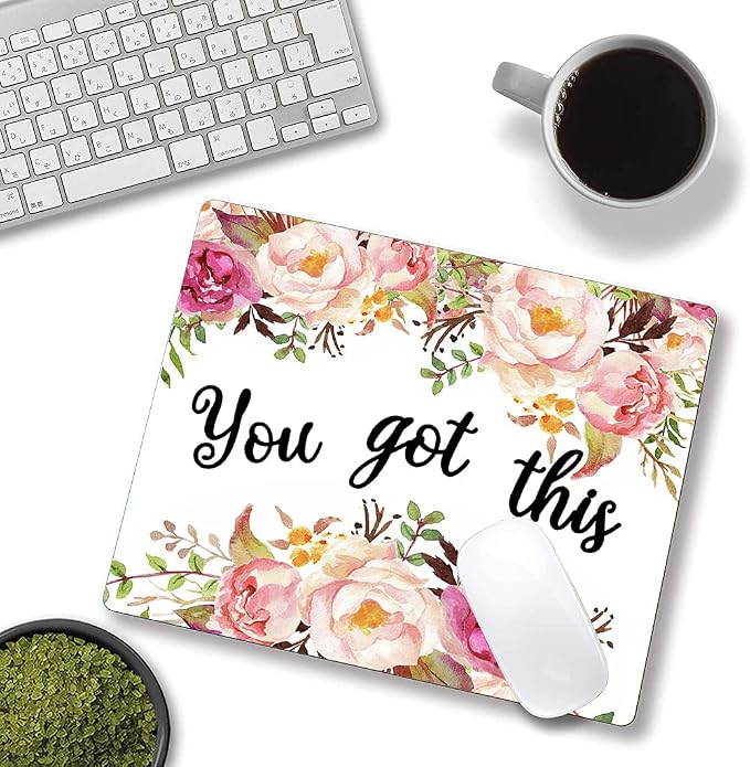 Hokafenle Mouse Pad Motivational, Cute Floral Mouse Pad - Image 3