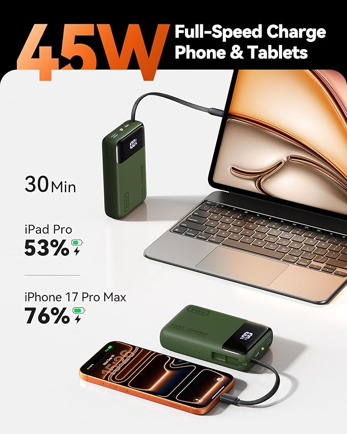 INIU 20000mAh Power Bank, Small 45W PD Fast Charging Portable Charger - Image 2