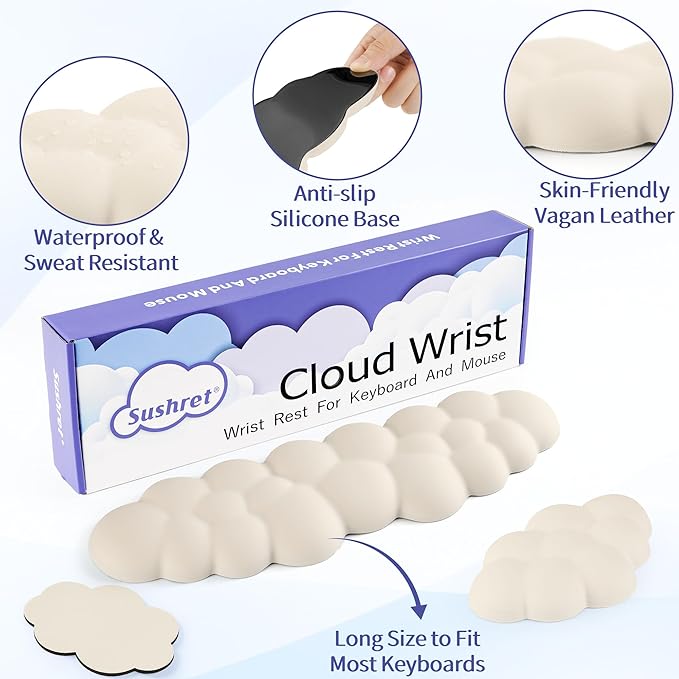 Cloud Wrist Rest Keyboard, Cloud Keyboard Wrist Pad Set - Image 4