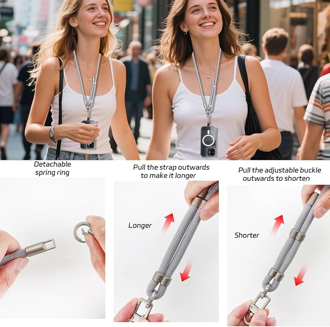 3-in-1 Adjustable Phone Lanyard Crossbody Cell Phone Neck Strap Universal - Image 6