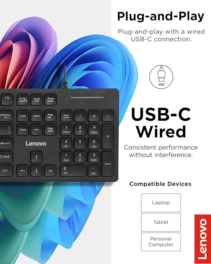 Lenovo 305 Wired USB-C Keyboard - Image 6