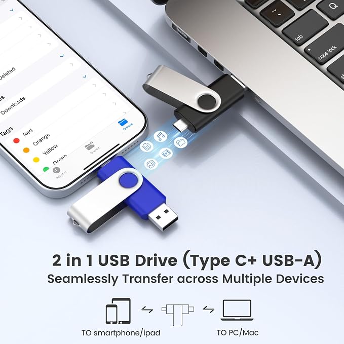 Customizable 128MB Flash Drive 10 Pack, ABLAZE Dual USB 2.0+ Type C Thumb Drives - Image 3