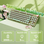 EWEADN V20 Green Typewriter Keyboard, 87 Keys Backlit Typewriter Style - Image 5