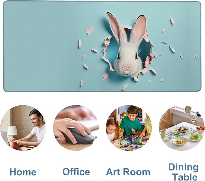 Gaming Desk Pad Large Extra Length Bunny Peeking Out of A Hole Mouse Pad - Image 5