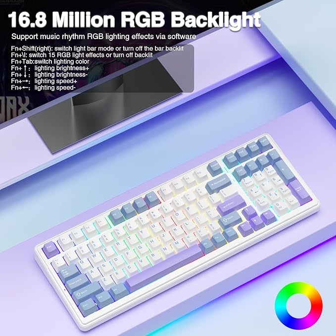 AULA F99 Wireless Mechanical Keyboard, Tri-Mode BT5.0/2.4GHz/USB-C Hot - Image 7