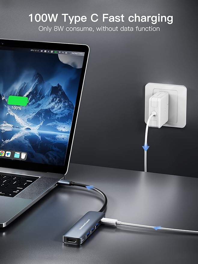 USB C HUB, DockteckExpand USB-C Multiport Adapter 5 in 1 - Image 4