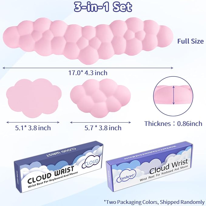 Cloud Wrist Rest for Keyboard and Mouse, Memory Foam PU Leather Keyboard Wrist - Image 7