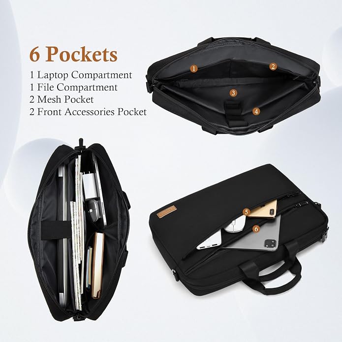 15 15.6 16 17 17.3 inch Laptop Computer PC Shoulder Bag Carrying Case, - Image 3