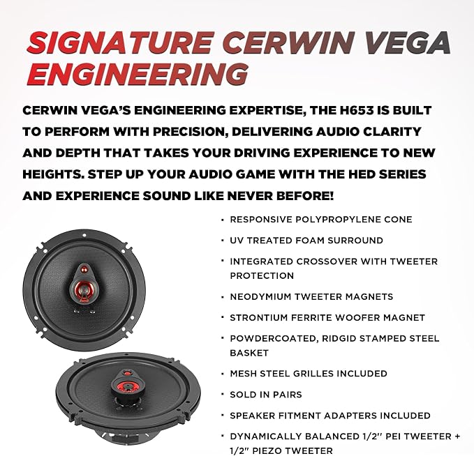 CERWIN-VEGA! HED 2025 Edition – 6.5” 3-Way Coaxial Full Range Speaker System - Image 3