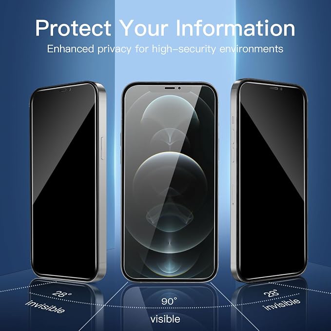 NEW'C 3 Pack Privacy for iPhone 12 Pro Max Screen Protector, Enhanced 28-Degree - Image 5