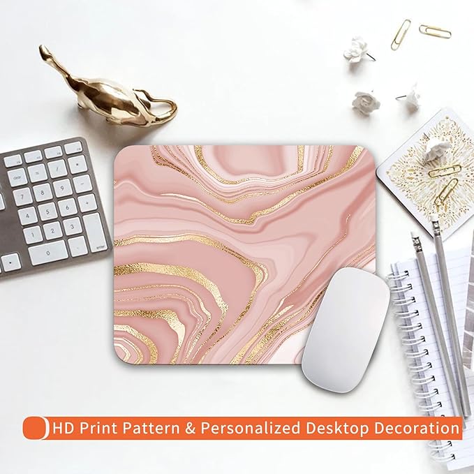 Square Mouse Pad Pink Gold, Personalized Premium-Textured Custom Mouse Mat - Image 6