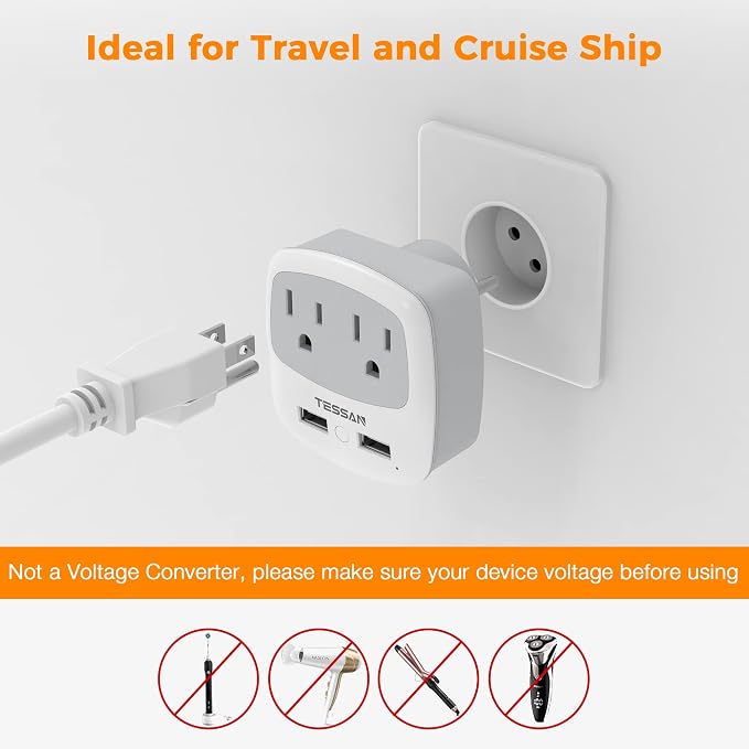 TESSAN Israel Power Adapter, Type H Travel Plug Adaptor - Image 5