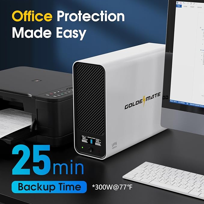 GOLDENMATE 1000VA/600W Lithium UPS Battery Backup and Surge Protector, Sinewave - Image 7