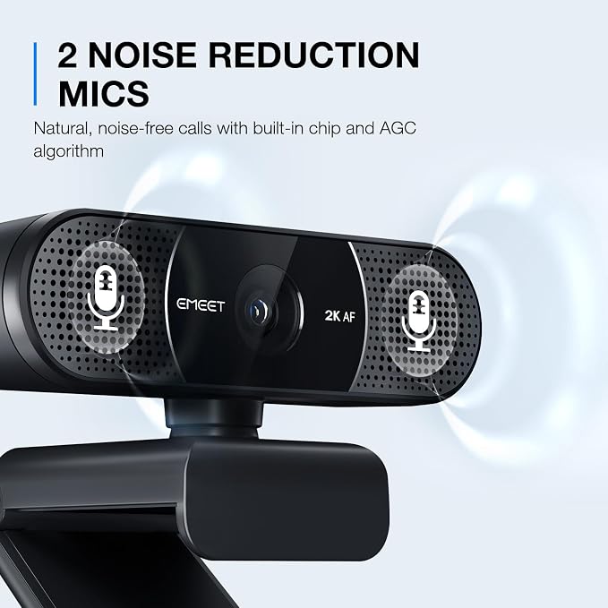 EMEET C960 2K Webcam with Microphone, 2K QHD, 2 Noise-Reduction Mics, TOF - Image 5