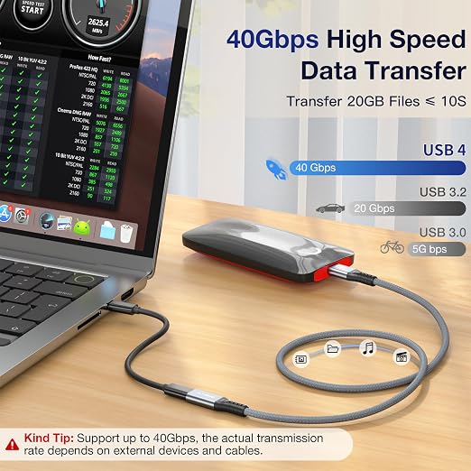 1.64FT USB 4 Extension Cable for Thunderbolt 4, 240W Male to Female Super Fast - Image 3