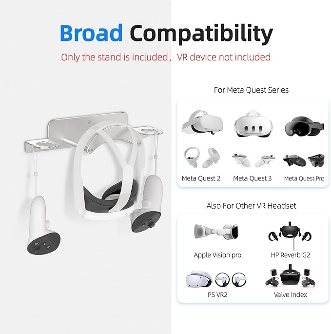 VR Wall Mount Aluminum Alloy, VR Headset Wall Mount Storage Stand Hook - Image 2