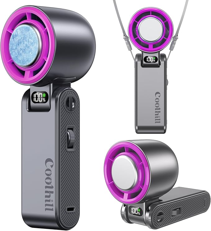 Handheld Portable Fan with Ice Cooler: 100-Speed 5500mAh Rechargeable Handheld by Unknown