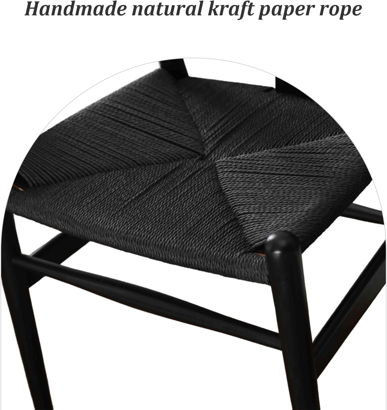 Wishbone Chair Natural Solid Wood Dining Chair/Hans Vegner Y Chair Rattan and Wood Accent Armrest Chairs Set of 4 (Ash Wood - Black)