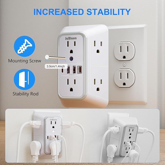 JcBlaon Surge Protector Outlet Extender 6 Outlet Extender - Image 6
