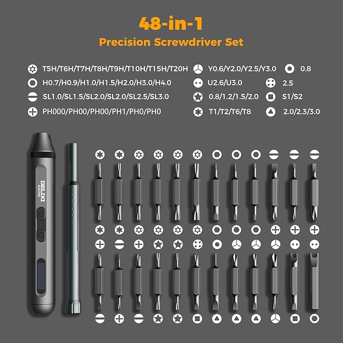 3.7V Electric Screwdriver Kit, 48-in-1 Dual-Head Precision Screwdriver Set - Image 5